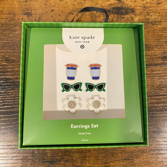 Kate Spade Earrings - Set of Two - Novelty Studs - Nickel Free - Picture 3 of 8